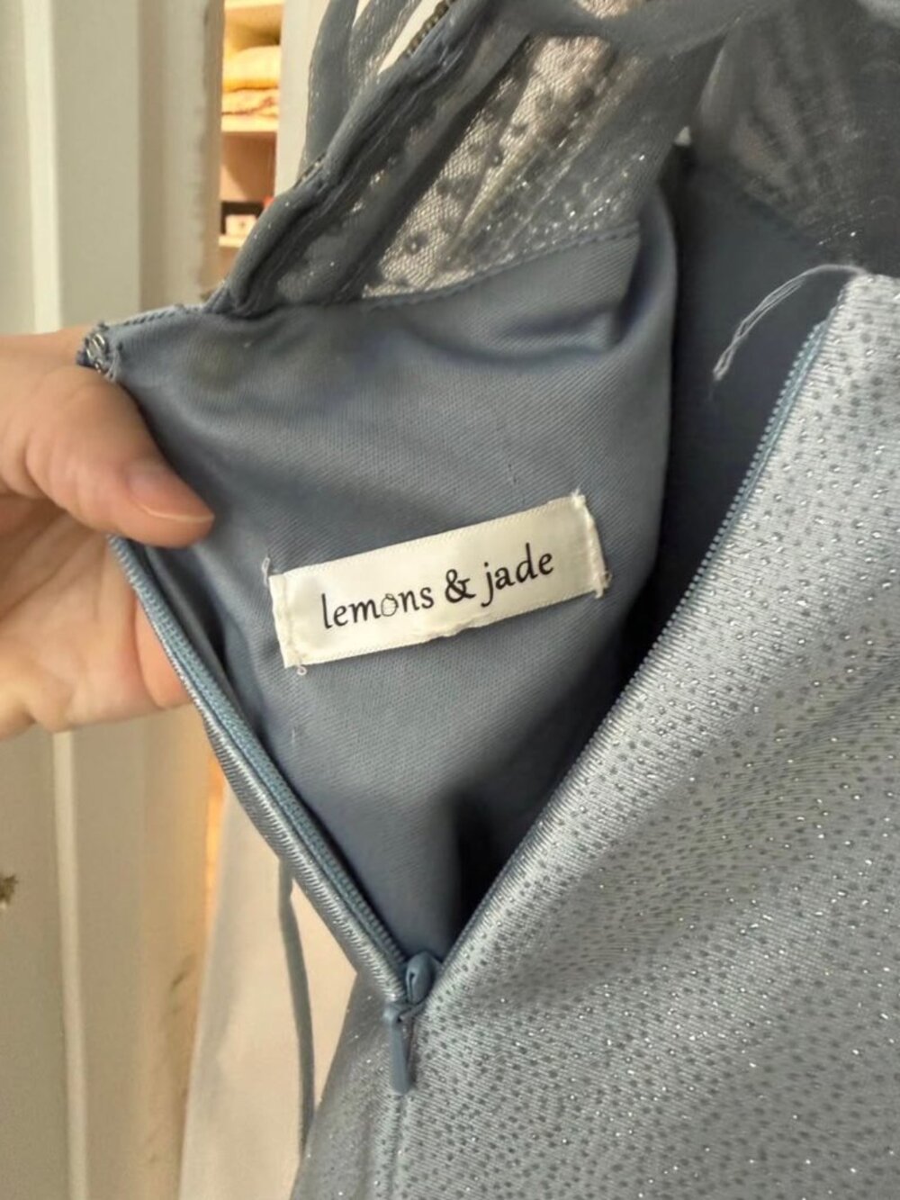 Sky Blue Satin with Thigh Slit